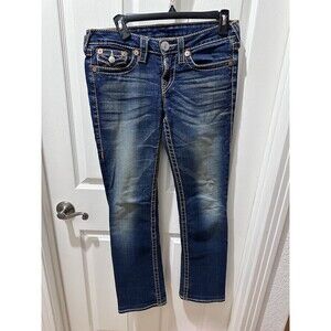 True Religion Women’s Rainbow Billy Jeans 28/30 Distressed Flap Pockets